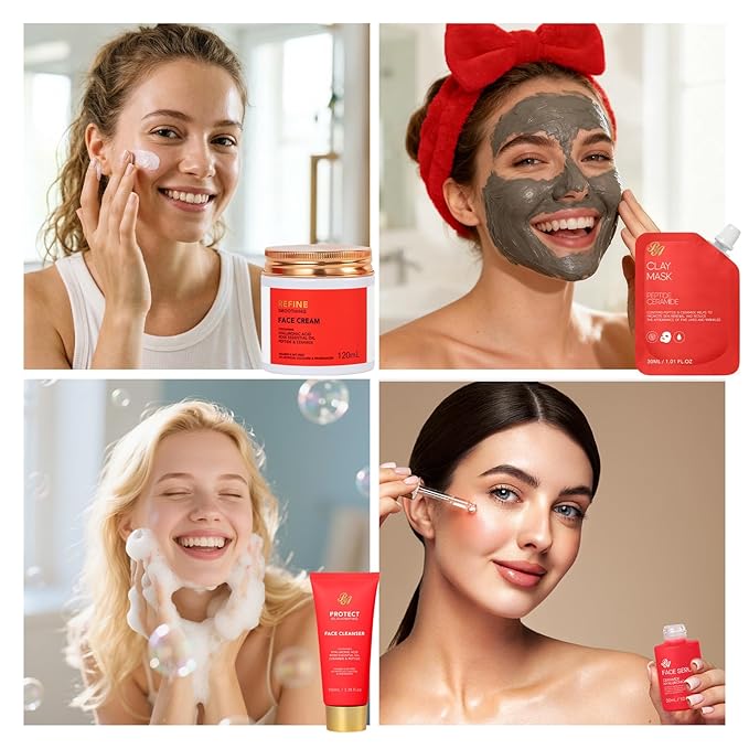 32 Pcs Mother's Day Gift, Red Rose Bath and Body Gift Basket Set for Women, Hydrating Face Skin Care Set, Home Spa Basket, Self Care Set, Birthday, Christmas, Anniversary, Wife, Mom