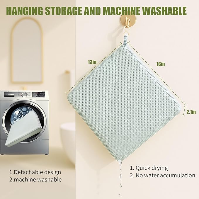 Shower Seat Cushion,Thickened Shower Chair Cushion 4D Air Fiber Material,Machine Washable and Fast Drying Suitable for Shower Seats Bathtub Baths, Poolside Scenes，Light Gray