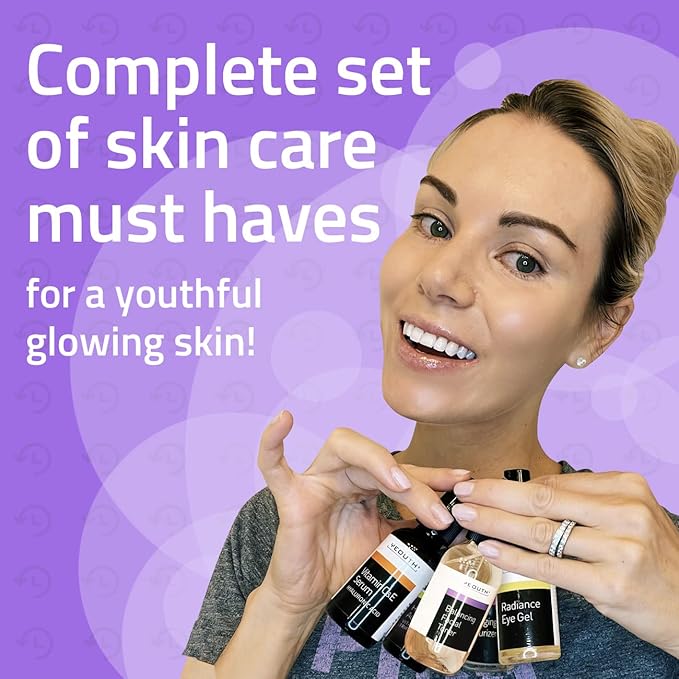 YEOUTH Skin Care Set: Hyaluronic Acid Serum for Face, Vitamin C Serum, Facial Toner, Under Eye Gel, Face Cream, Skincare Gift Set for Women & Men 5-Piece