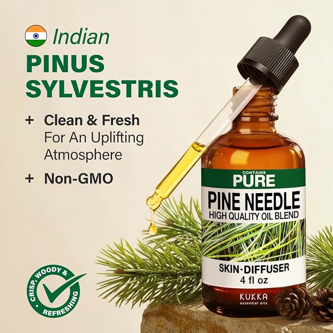 100% Pure Pine Needle Oil - 4 Fl Oz Pine Needle Essential Oil for Hair, Skin, Diffuser, Aromatherapy & DIY Soap Making Scent
