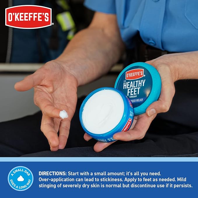 O'Keeffe's for Healthy Feet Foot Cream; Guaranteed Relief for Extremely Dry; Cracked Feet; Instantly Boosts Moisture Levels; 3.2 Ounce Jar; (Pack of 3)