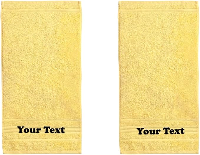 Personalize Your Towels with Custom Embroidery: Names, Monograms, and Initials. Perfect for Bathroom, Spa, Gym, Shower, Kids, Adults, Pool, Travel, Gifts, 2-Piece Hand Towels Set - Yellow