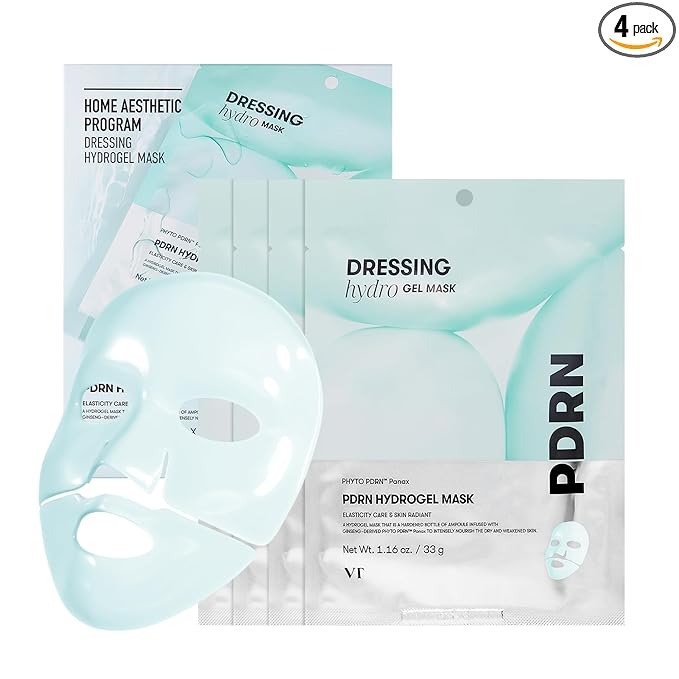 VT COSMETICS PDRN Hydrogel Mask (33gx4ea), Intensive Nourishing & Rejuvenating Overnight Mask, Skin Repair, Elasticity Boost, Hydrating & Plumping, Korean Skincare, Korean Gel Mask
