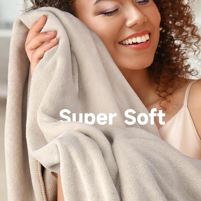 Umisleep Microfiber Hair Towel, 41" x 30" Super Absorbent Extra Large Curly Hair Towel Wrap With Elastic Loop, Camel