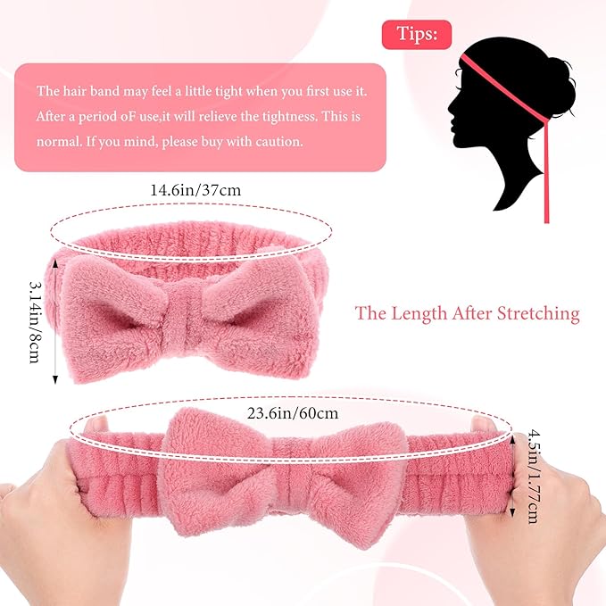 MAQUITA 24 Pcs Spa Headband for Women Facial Makeup Hair Band Bulk Skincare Headbands for Washing Face Bowtie Slumber for Women Girls