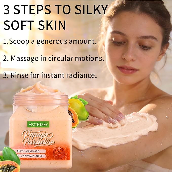pawpaw Body Scrub & Body Scrub Moisturizing and Exfoliating Body, Face, Hand, Foot Scrub,Deep Cleansing (280g, pawpaw)