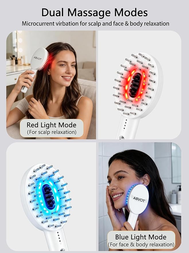 3-in-1 Electric Scalp Massager Brush, Vibrating Scalp Massager Comb with Hair Oil Applicator for Scalp/Face/Body Relaxation, Portable Massager Tool for Home & Travel, Gift for Men & Women(White)