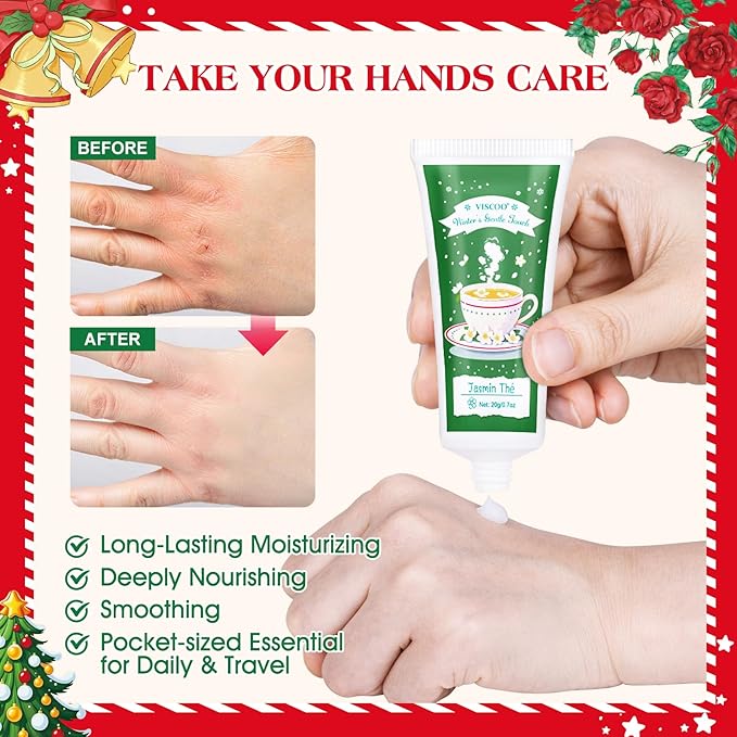 VISCOO 120 Sets Christmas Hand Cream Gift Set for Women, Hand Lotion In Bulk for Dry Cracked Hands Travel Size,Christmas Gifts with Cards and Organza Gift Bags, Stocking Stuffers for Women Teen Girls
