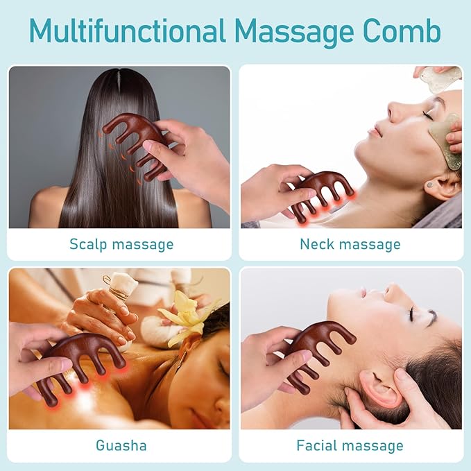 Wooden Scalp Massage Comb, Wooden Scalp Comb for Women Massage Hair Combs Wide Tooth Hair Combs Sandalwood Gua Sha Haircomb for Scalps Care Relax