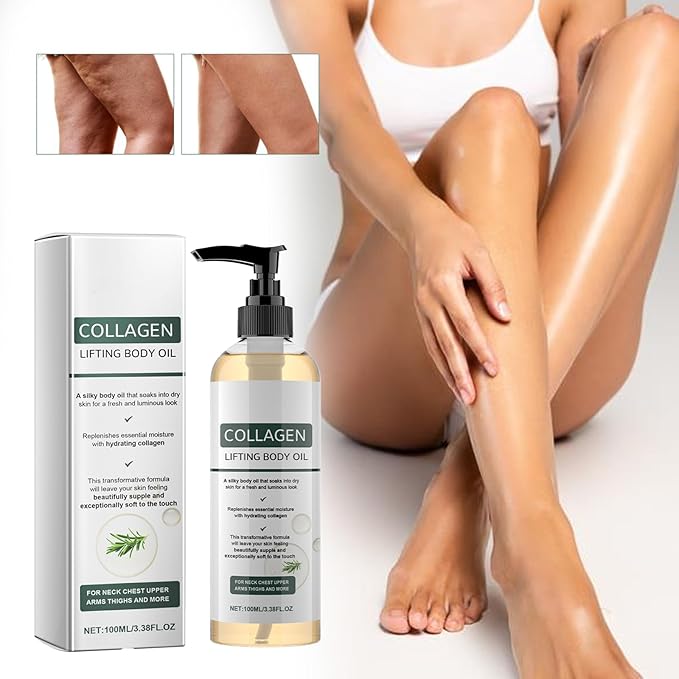 Hydrating Collagen Oil For Body & After Shower,Moisturizing Anti Aging Silk Body Oils for Women & Men,Smooth & Anti Wrinkles,Helps Soften Appearance Of Crepey Skin,3.38 Fl Oz (Pack of 1)
