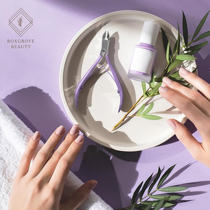 Professional Cuticle Cutter Stainless Steel Cuticle Nippers with Sharp Blades and Double Spring Cuticle Clippers - Nail Cuticle Trimmer Tool for Manicure & Pedicure Beauty at Home/Spa/Saloon Purple