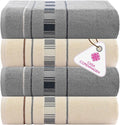 CASA COPENHAGEN X Line 4Pcs 100% Egyptian Cotton Designer Hand Towels Gift Set- Grey - Cream 600 GSM, 28"x16", 4Hand Towels for Bathroom Set for Women & Men