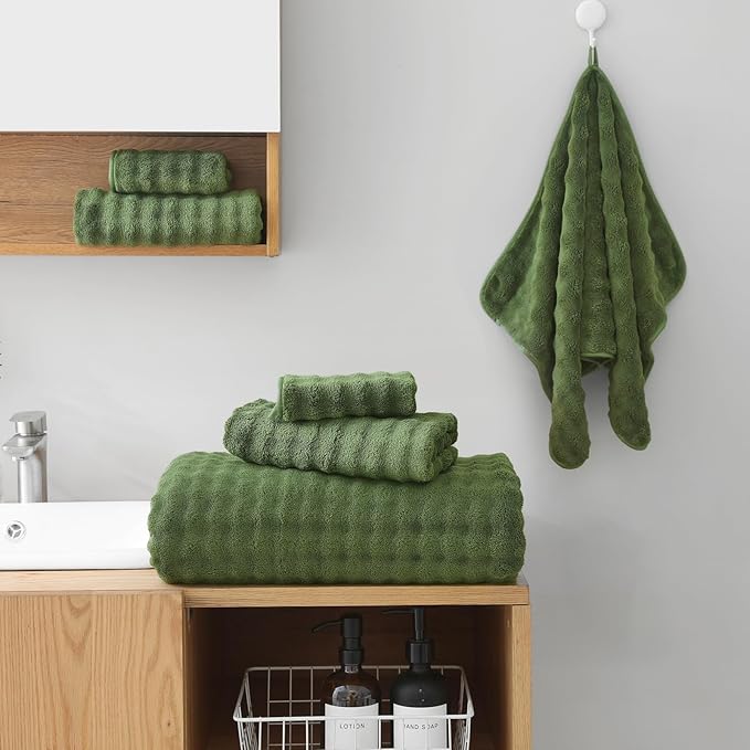 KBY Bath Towels Set of 2, Extra Large Bath Sheets 40X80 Inches,Quick Dry, Ultra Soft，Durable & Super Absorbent Oversized Bathroom Towel Sets for Adults, Gym, Spa, Pool & Hotel (Olive Green)