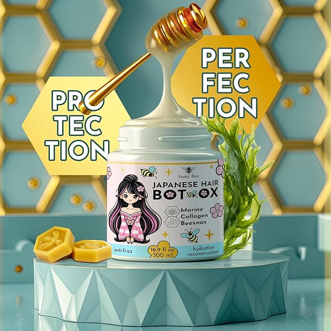 Japanese BTX Hair Mask for Damaged Hair B-TOX – Collagen & Keratin Treatment with Beeswax & Seaweed, Anti-Frizz, Protein Repair, Formaldehyde-Free,16.9 oz | Collagen & Keratin