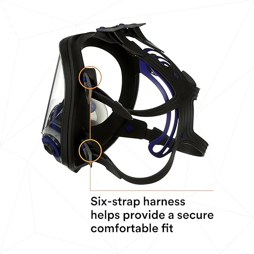 3M Ultimate FX Full Facepiece Reusable Respirator, FF-402, NIOSH, ANSI, Six-Strap Harness for a Secure Comfortable Fit, Cool Flow Valve, Passive Speaking Diaphragm, Medium