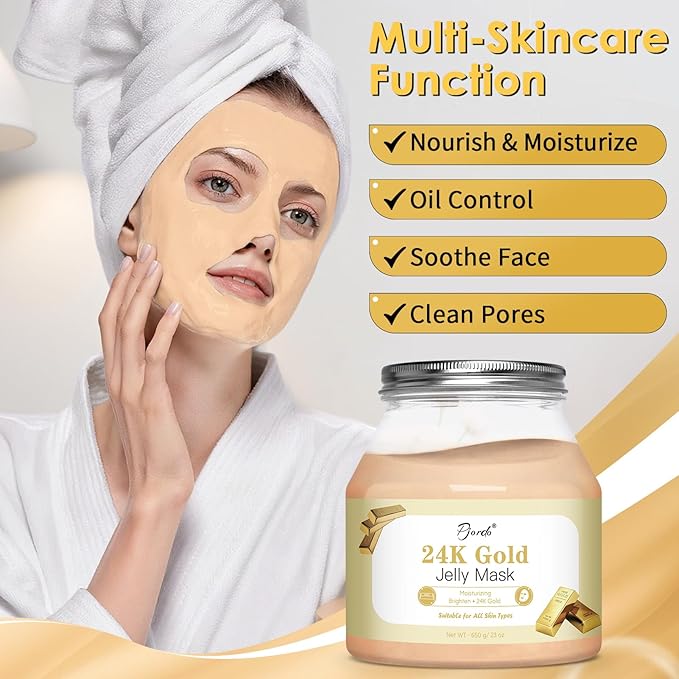 Pjordo Powder Jelly Mask for Facials Professional, Peel Off Facial Mask for Hydrating & Moisturizing, Hydrojelly Mask for Women Men Skin Care, Home DIY Spa Use for All Skin with 24K Gold