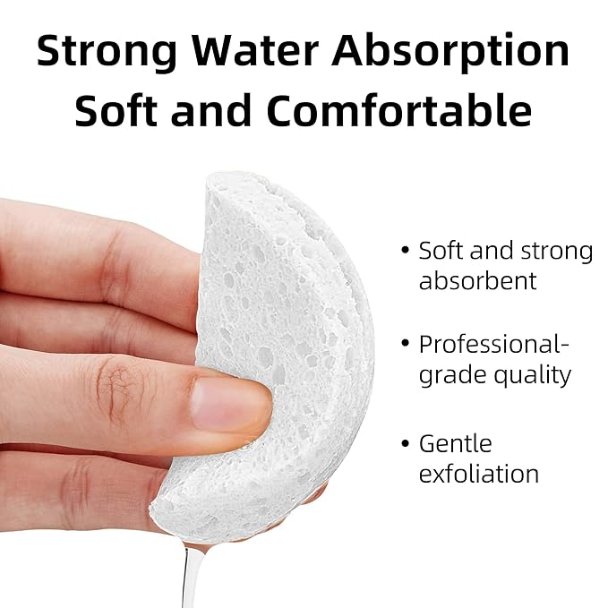 120-Count Compressed Facial Sponges|Kickleen100% Natural Cellulose Cosmetic Spa Sponges for Daily Facial Cleansing|Makeup And Mask Removal|Exfoliating|Skin Massage|Pore Exfoliation (120 Count (White))