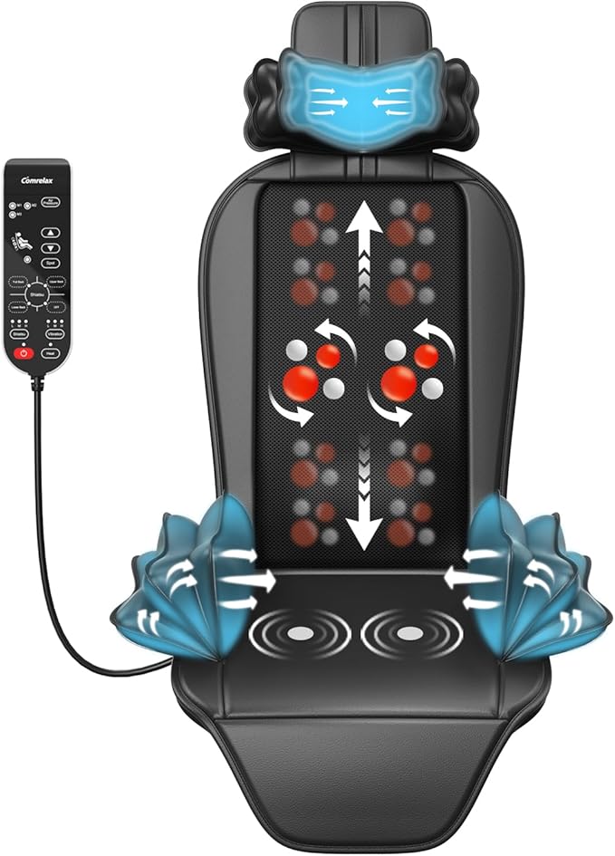 Shiatsu Massage Cushion with Heat, Kneading Back Massager for Chair Helps Relieve Fatigue, Massage Chair Pad for Office Chair, Sofa, Recliner, Gift for Family/Mother's Day