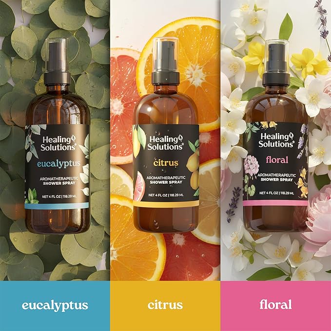 Healing Solutions Aromatherapy Shower Spray, Floral Blend, 4oz, Therapeutic Grade Essential Oils, Made in the USA, At Home Spa Experience