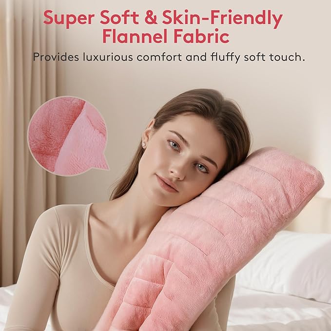 UTK XL Heating Pad for Back, Electric Heat Pad for Period Cramps Pain Relief, Soft Thicken Flannel Fabric Machine Washable, Birthday Gifts for Women Mom, 6 Heat Settings & Auto-Off, 12" x 24"(Pink)
