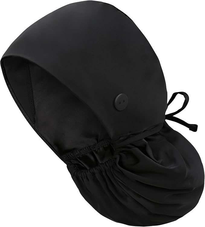 Satin Lined Scrub Cap, Adjustable Surgical Cap with Sweatband & Buttons, Soft and Wrinkle-Resistant Scrub Hat