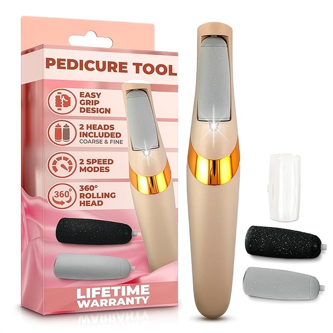 Foot Callus Remover Electric – Callus Grinder for Feet with 2-Speed and 2 Rollers (Coarse & Fine) for Smooth & Soft Feet, Easy to Clean – Compact Electric Foot Sander for Daily Foot Care & Travel Use
