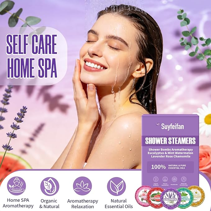 Shower Steamers Aromatherapy Gifts for Women Men 15 Pack, Basket Set for Mothers Day Gifts for Mom, Natural Eucalyptus & Mint, Watermelon Rose Chamomile Lavender Essential Oil, SPA Relaxing Self Care