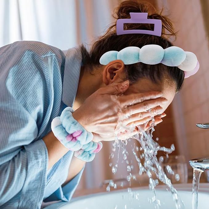 Chanaco Spa Headband, Makeup Headband with Wrist Bands, Hair Accessories for Washing Face and Teen Girl Gifts for Women