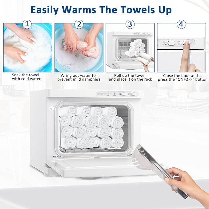 Winado Hot Towel Warmer Cabinet, 8L Thermostatic Towel Heater, 2-in-1 Mini Hot Bath Towel Warmer for Facials Massage, Esthetician, Salon Beauty, Spa Barbershop, White