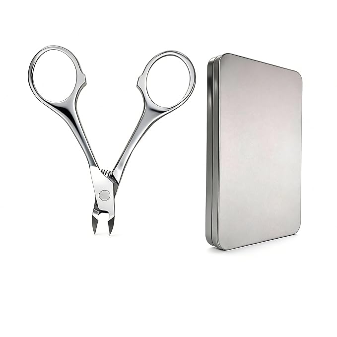 Cuticle Trimmer Nipper, Stainless Steel Cuticle Clipper with Round Comfort Grip & Sharp Blade - Easy for Home Manicure Pedicure, Beginner-Friendly Nail Care Tool with Protective Cover