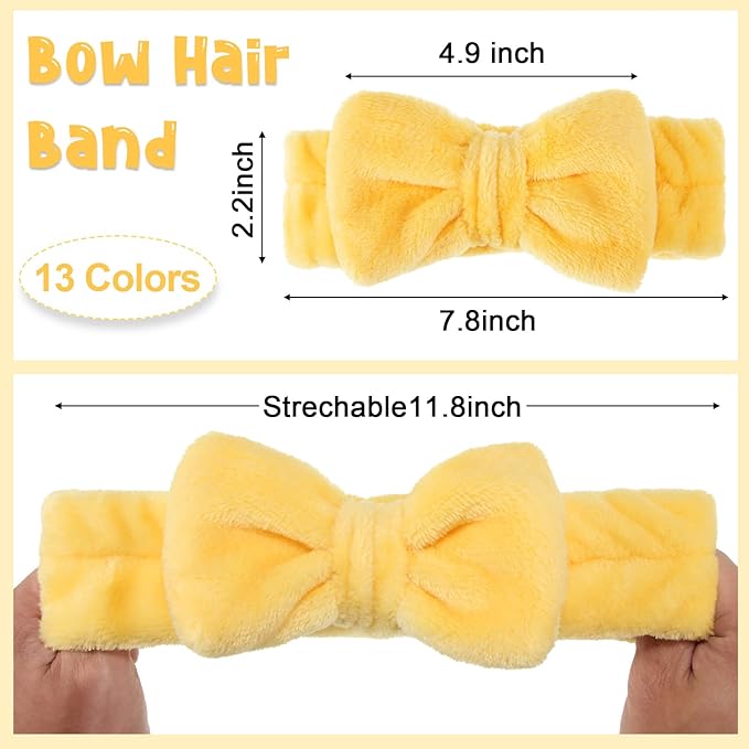 Tigeen 52 Pieces Spa Headband for Washing Face Bulk Soft Coral Fleece Skincare Headband, Bow Makeup Cosmetic Hairband Fluffy Shower Spa Essentials for Girls Women Slumber Supplies(Vivid,Solid Series)
