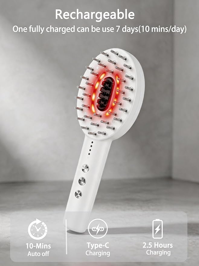 3-in-1 Electric Scalp Massager Brush, Vibrating Scalp Massager Comb with Hair Oil Applicator for Scalp/Face/Body Relaxation, Portable Massager Tool for Home & Travel, Gift for Men & Women(White)