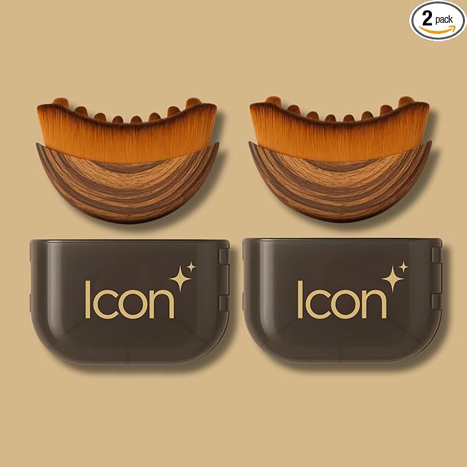 ICON Lymphatic Contour Brush for Face, Face Sculpting Tool for Lymphatic Drainage, Ultra Soft Bristles, Dry Brush, Helps Reduce Look of Puffiness (2 Pack)
