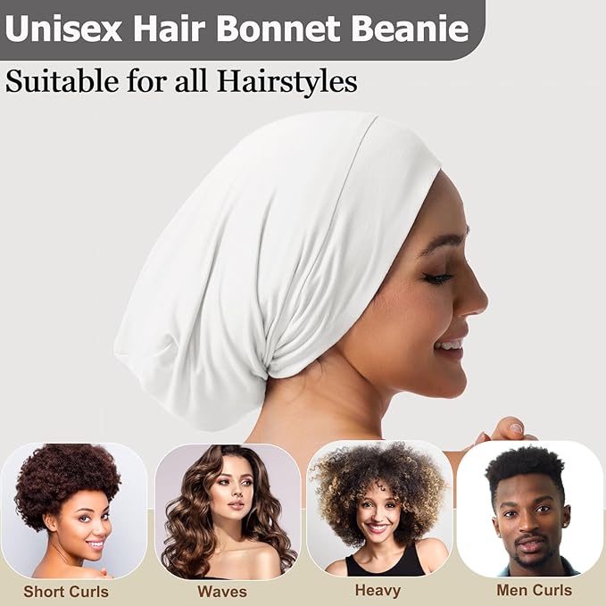 Satin Bonnet for Sleeping Night Cap, Adjustable Satin Lined Silk Bonnets Sleep Cap for Curly Hair Braids Beanie Black Women