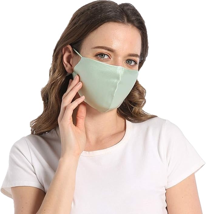 ROSEWARD 100% Mulberry Silk Face Mask for Women Men Reusable Adjustable with Filter Pocket