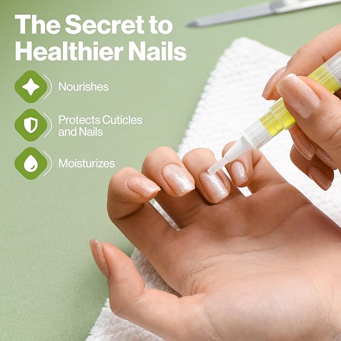 2-Pack Cuticle Oil Pen with Vitamin E – Nail & Cuticle Moisturizing Oil – Mess-Free Brush Pen for Dry Cuticles & Nails – Manicure & Pedicure Nail Care