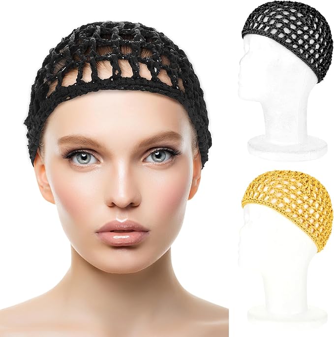 WLLHYF Wig Cap Thick Long Hair Caps Adjustable Net Mesh Braided Weaving Making Crochet Sew Weave Fishnet Grip Headband