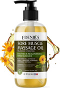 Edenika Botanicals Maximum Strength Sore Muscle Massage Oil for Massage Therapy with Pure Arnica, Deep Muscle Tension Relief & Joint Comfort Rub, Enhancing Circulation & Warming, 8 fl oz
