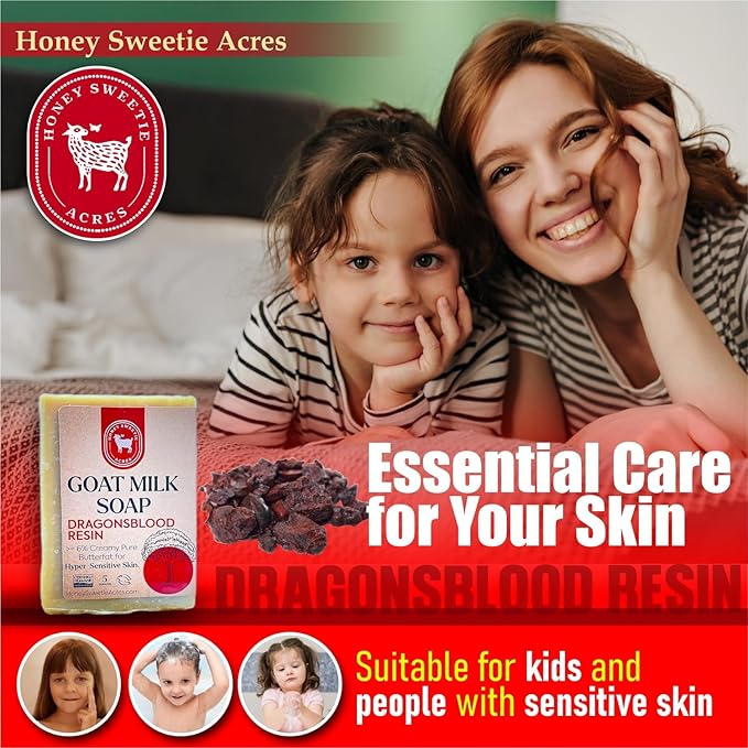 Honey Sweetie Acres Dragonsblood Goat Milk Soap - Handmade 5 oz Bar, Made with Natural Ingredients, Moisturizing & Gentle, Made in the USA