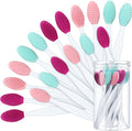 Patelai 24 Pcs Lip Scrub Brush Silicone Lip Scrubber Exfoliator with Container Double Sided Soft Cleansing Brush Tool for Men Women Lightening Dark Lips(Pink, Green, Purple)