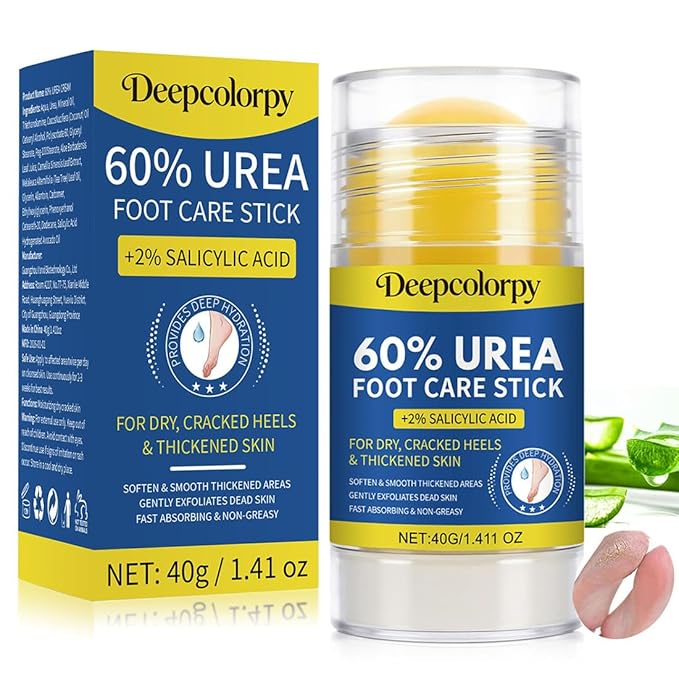 60% Urea Foot Cream Stick Plus 2% Salicylic Acid for Feet Maximum Strength Callus Remover Cracked Heel Treatment, Exfoliating Moisturizer for Dry Cracked Feet, Knees, Elbows, Hands Skin Softener