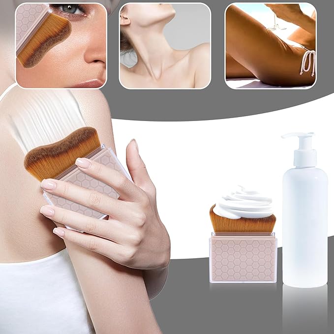 Retractable Self Tanning Brush with Cover, Self Tanner Kabuki Bronzer Makeup Applicator for Blending Tan Liquid Foundation Sunscreens Body Face Leg Arm (Coffee)