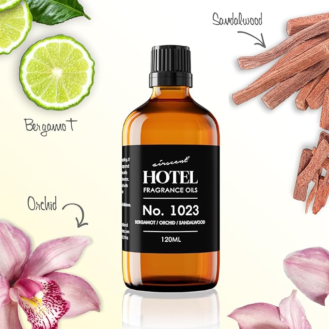 AirScent Hotel Diffuser Oil No. 1023 Inspired by The Baccarat Hotel Scent - Love Affair Fragrance Oil for Ultrasonic and Waterless Diffusers and Crafting - 10 mL, 0.34 fl oz Glass Bottle with Dropper