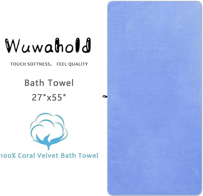 2 Pack Bath Towel Set, Waffle Bath Towel Set, Microfiber Super Soft Highly Absorbent, Sturdy Quick Drying Towels for Bathroom, Gym, Sports, Yoga (2 Piece 27" x 55", 2Blue)