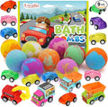 Bath Bombs for Kids with Toys Inside, 9 Pack Handmde Bath Bombs Set with Pull-Back Cars Inside, Rich Foam Color Bubble Set Boys Girls for Skin Moisturizing