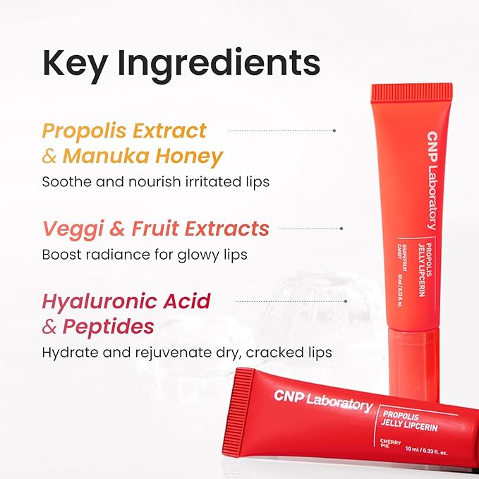 CNP Propolis Jelly Tinted Lipcerin™ - 05 Grapefruit Candy, Hydrating Lip Balm & Gloss with Manuka Honey + Hyaluronic Acid, Stocking Stuffers, Gifts for Women, 0.3 fl.oz.