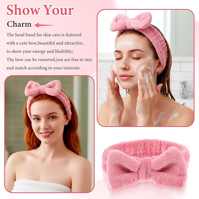 MAQUITA 24 Pcs Spa Headband for Women Facial Makeup Hair Band Bulk Skincare Headbands for Washing Face Bowtie Slumber for Women Girls