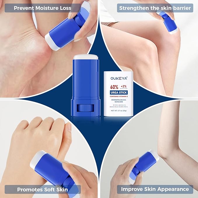 OUKEYA Urea Cream Stick 60% with 2% Salicylic Acid | Intensive Urea Foot Cream to Soften Extremely Dry, Cracked Heels & Rough Skin, 0.7oz