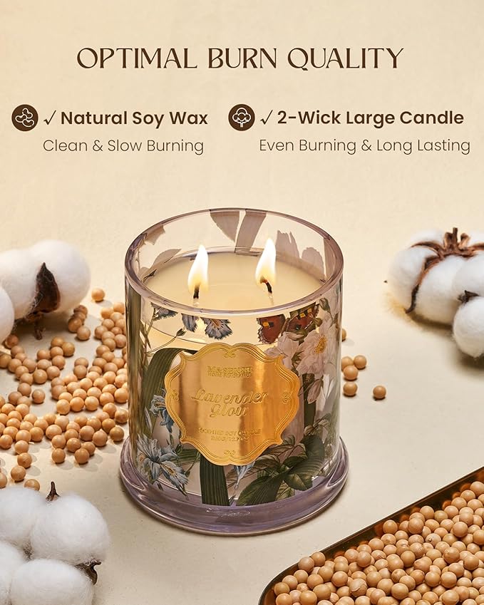 M&SENSE Lavender Scented Soy Candle for Home, 2-Wick 12.7oz 75H Long Lasting Slow Burning, Relaxing Aromatherapy, Mother's Day Self Care Gifts