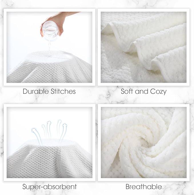 Peryiter Oversized Bath Towels Set of 6 for Adults 40x80 Inches Extra Large Bath Towel Sets Bathroom Sheets Jumbo Shower Towels Quick Dry Absorbent Soft Microfiber for Adults(White)